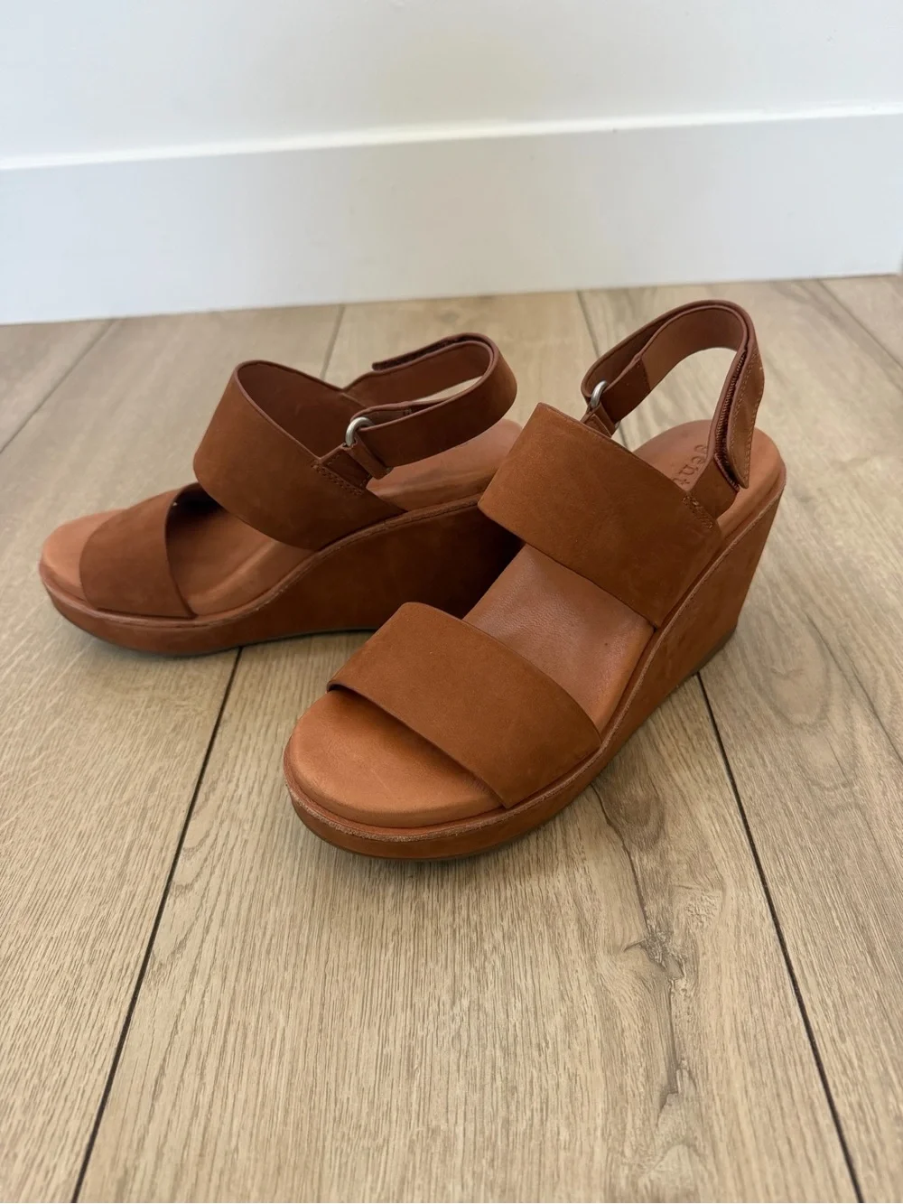 gentle souls Cognac Brown Wedge Sandals